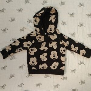 Disney Black and Cream Sweatshirt Mickey Mouse Pattern